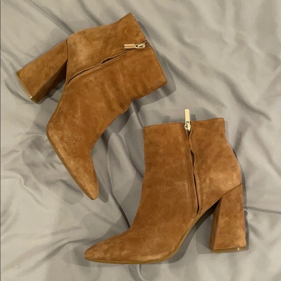 Cognac Brown Real Suede Ankle Boot / Booties - Picture 4 of 9